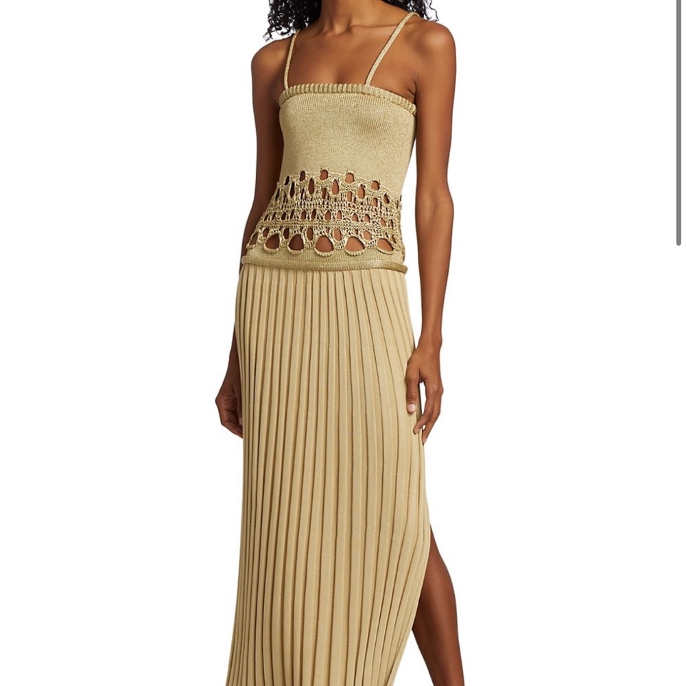 Christopher Esber Gold Crochet Knit Maxi Dress